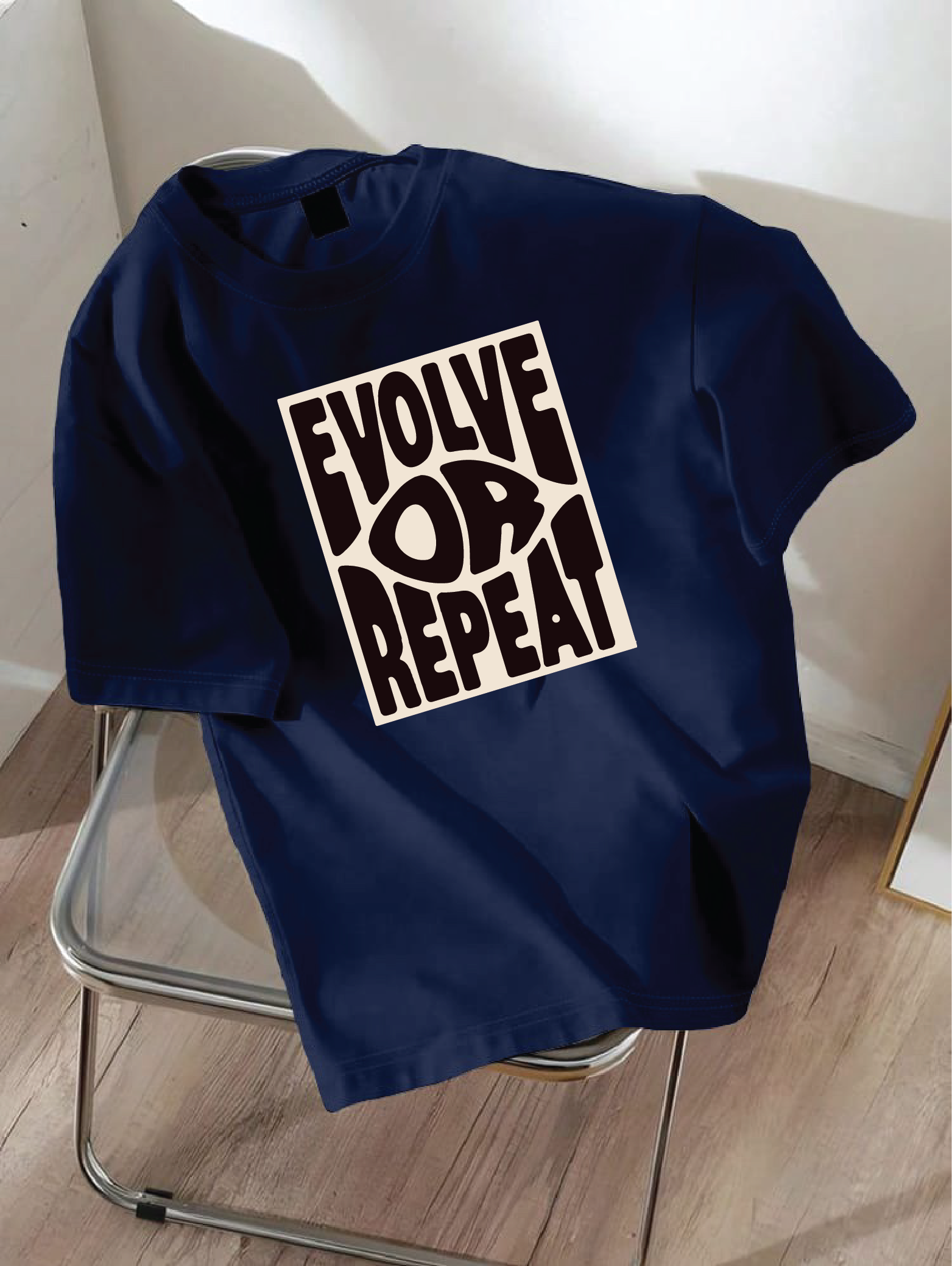 Drop Shoulder T-shirt Print EVOLVE OR REPEAT