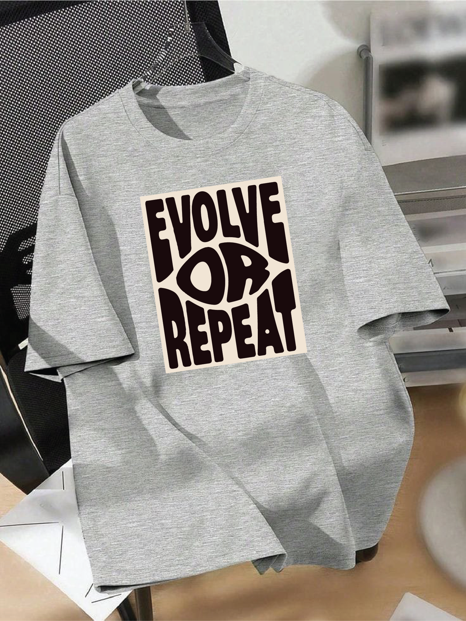 Drop Shoulder T-shirt Print EVOLVE OR REPEAT