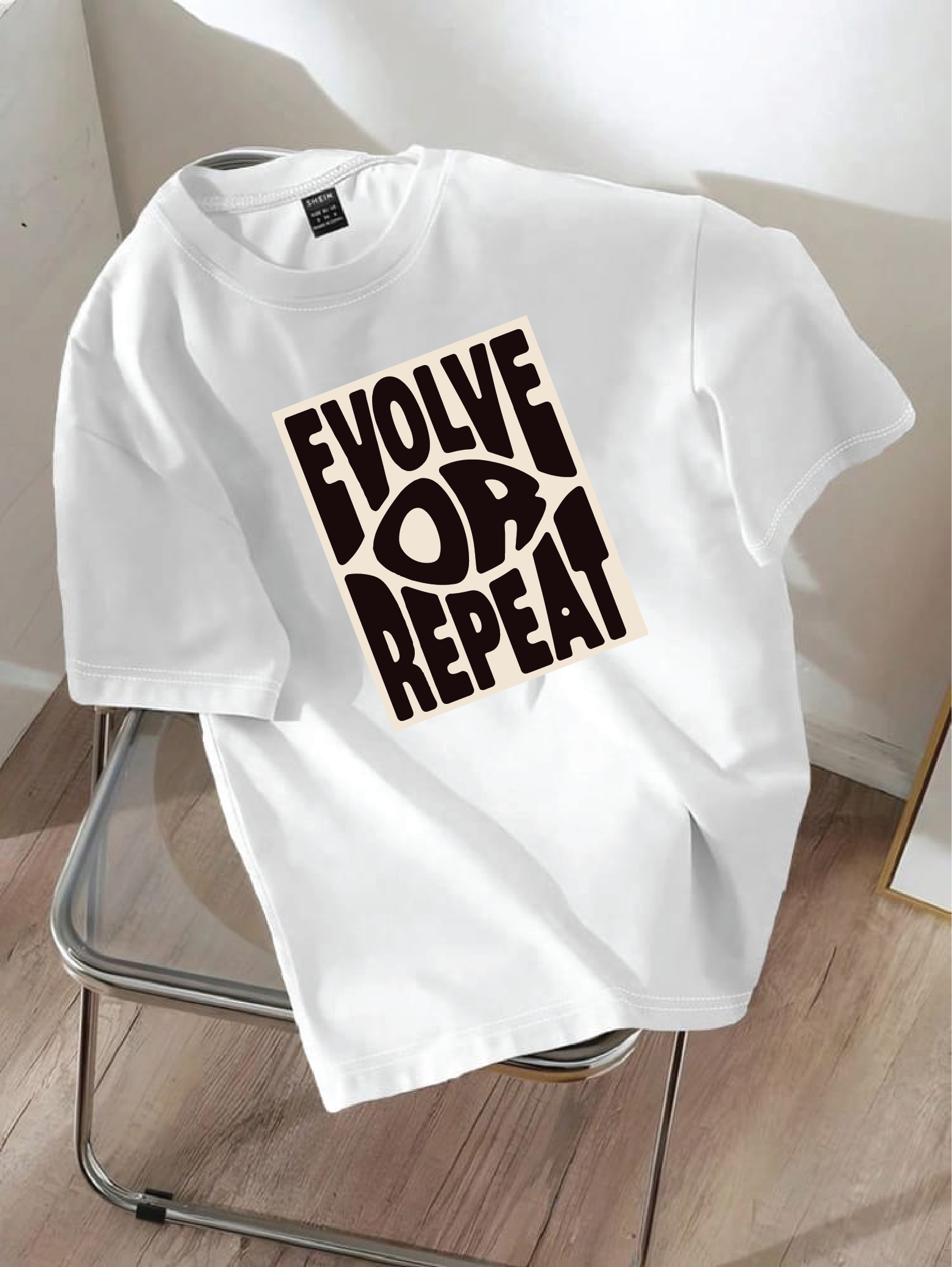 Drop Shoulder T-shirt Print EVOLVE OR REPEAT
