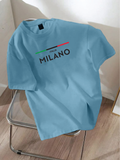 Drop Shoulder T-shirt Print ITALIA MILANO