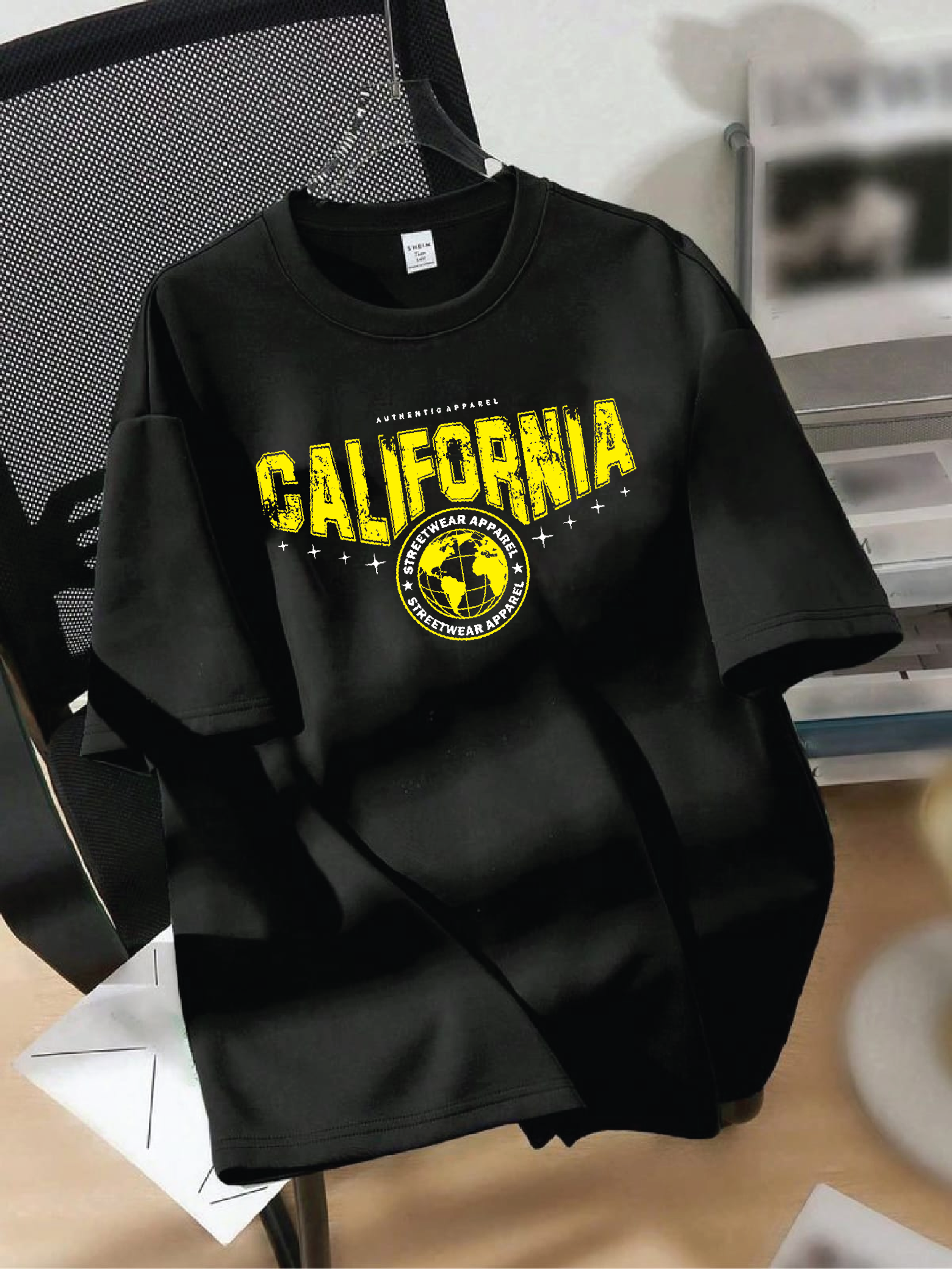 Drop Shoulder T-shirt Print CALIFORNIA