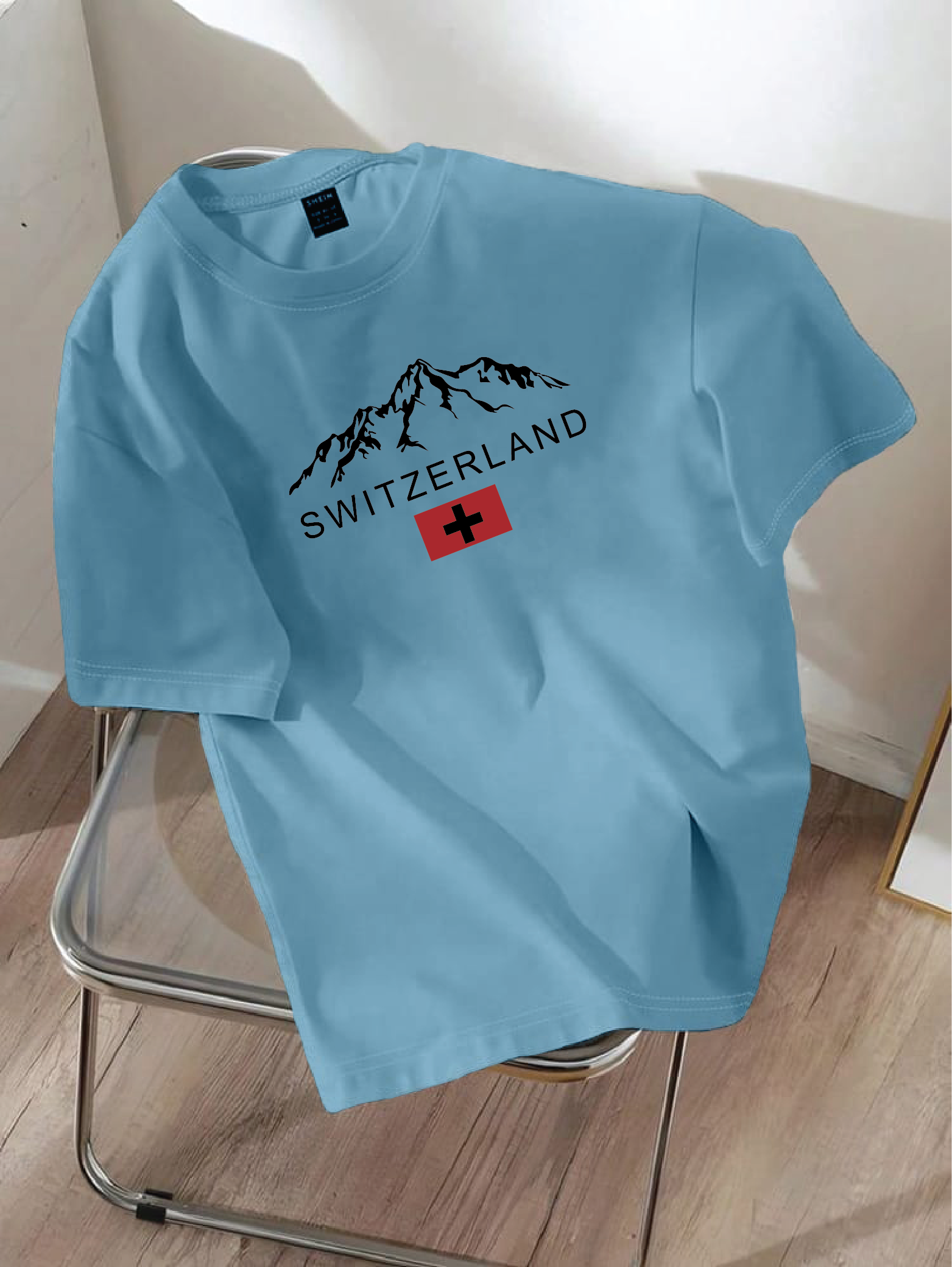 Drop Shoulder T-shirt Print SWITZERLAND