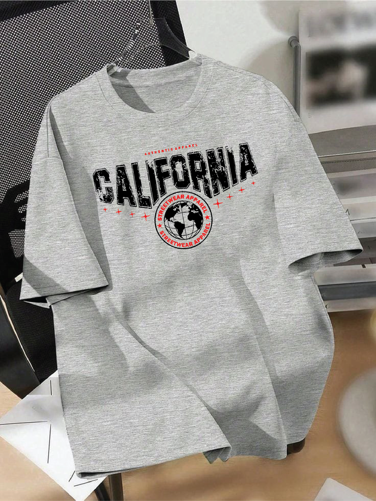 Drop Shoulder T-shirt Print CALIFORNIA