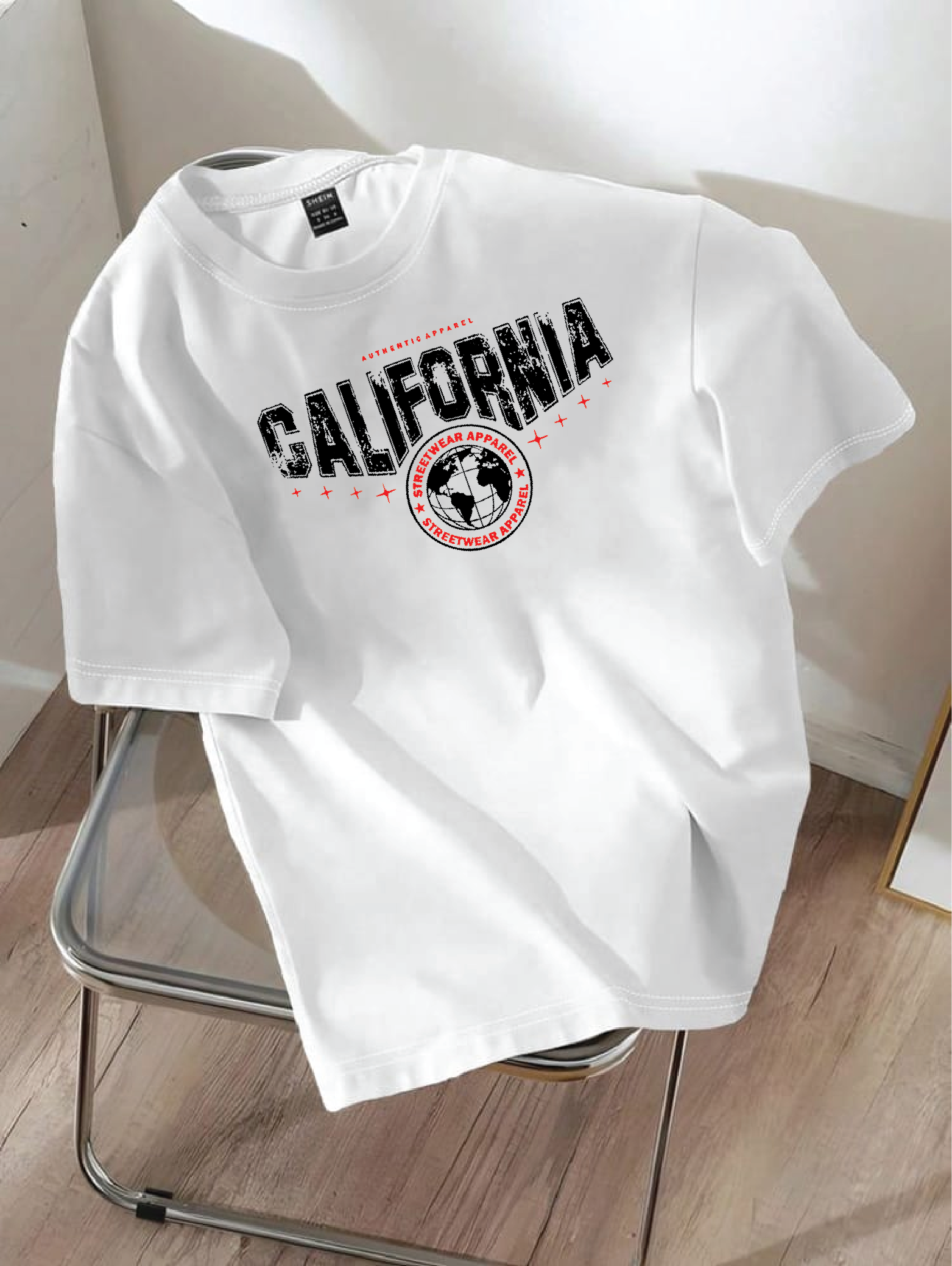 Drop Shoulder T-shirt Print CALIFORNIA