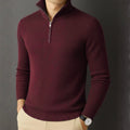 Premium Ribbed Quarter-Zip Full Sleeve Maroon