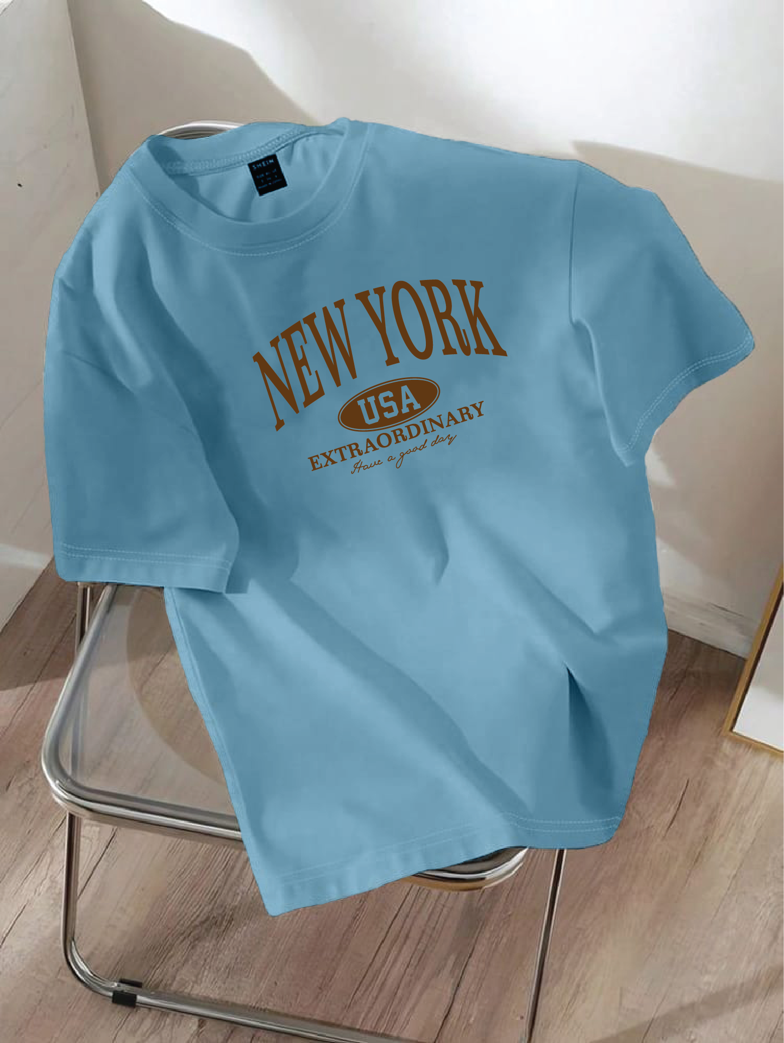 Drop Shoulder T-shirt Print NEW YORK extraordinary