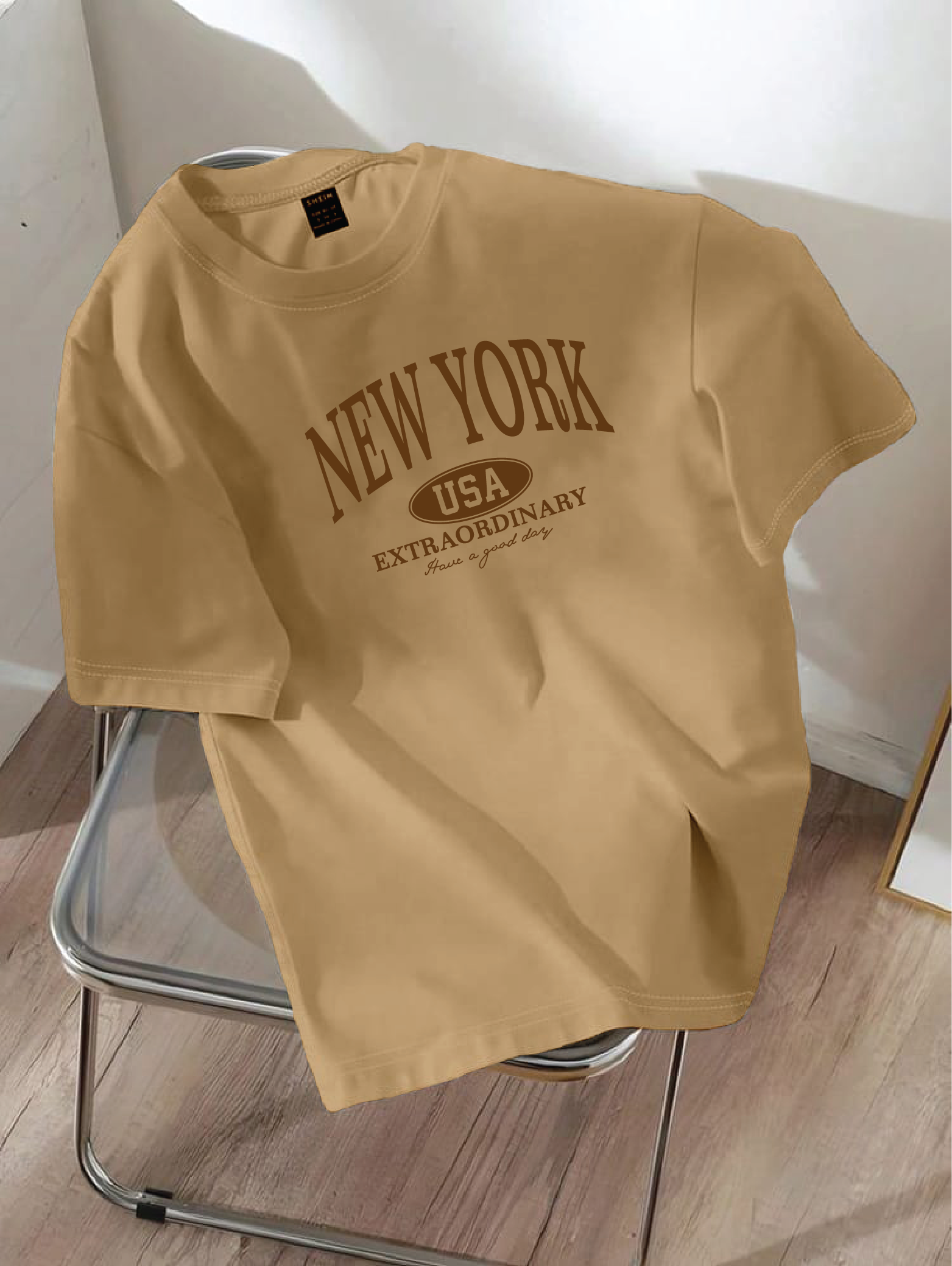 Drop Shoulder T-shirt Print NEW YORK extraordinary