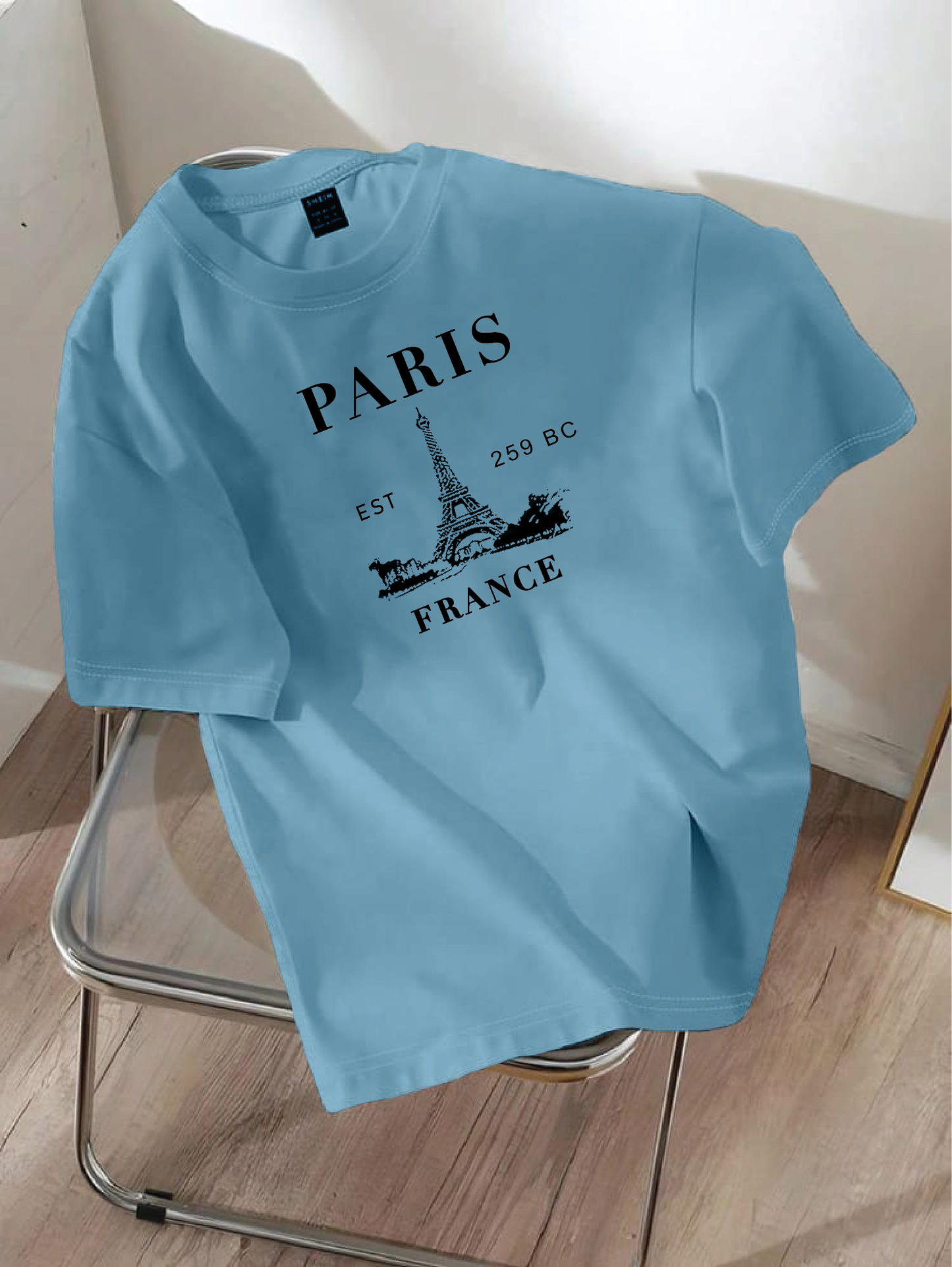 Drop Shoulder T-shirt Print PARIS 259bc