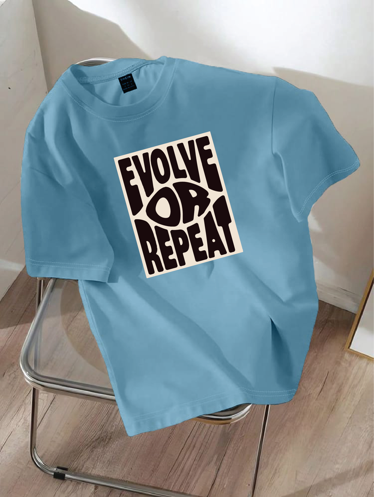Drop Shoulder T-shirt Print EVOLVE OR REPEAT