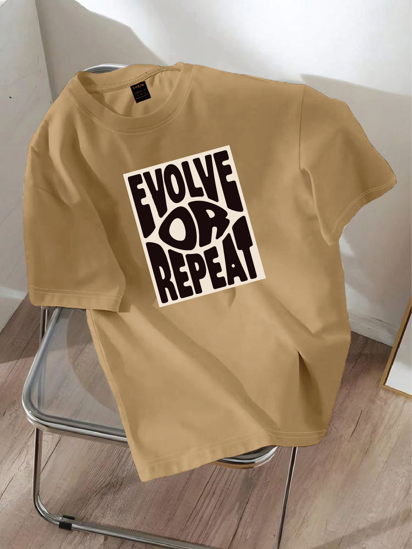 Drop Shoulder T-shirt Print EVOLVE OR REPEAT