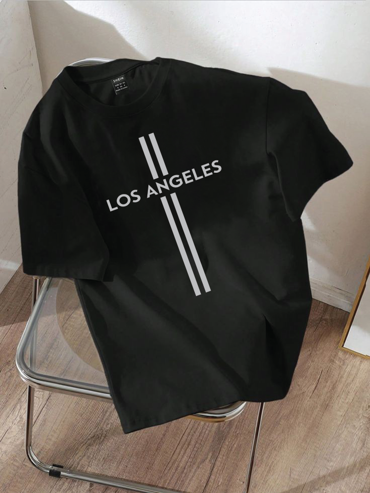 Drop Shoulder T-shirt Print LOS ANGELES