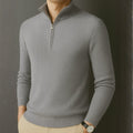Premium Ribbed Quarter-Zip Full Sleeve Ash