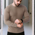 Premium Full Sleeve Rib T-Shirt Brown