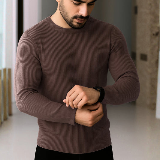 Premium Full Sleeve Rib T-Shirt Chocolate