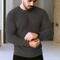 Premium Full Sleeve Rib T-Shirt Dark Grey