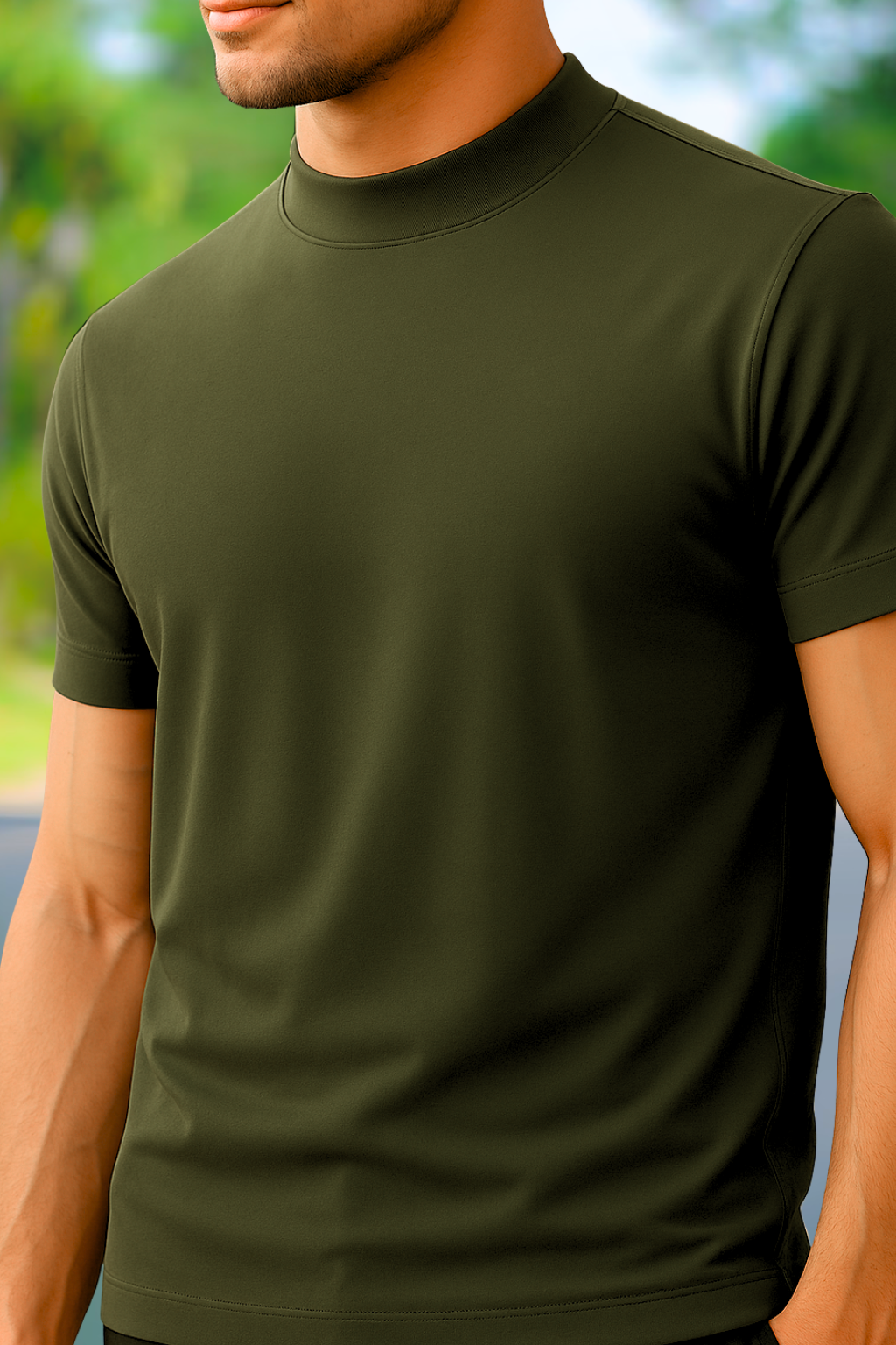 High Neck Olive Solid Premium