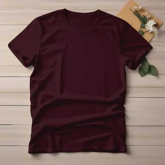 Half Sleeve Solid Cotton T-shirt- Coffee