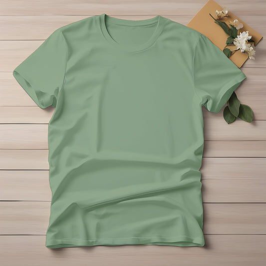 Half Sleeve Solid Cotton T-shirt- Mint