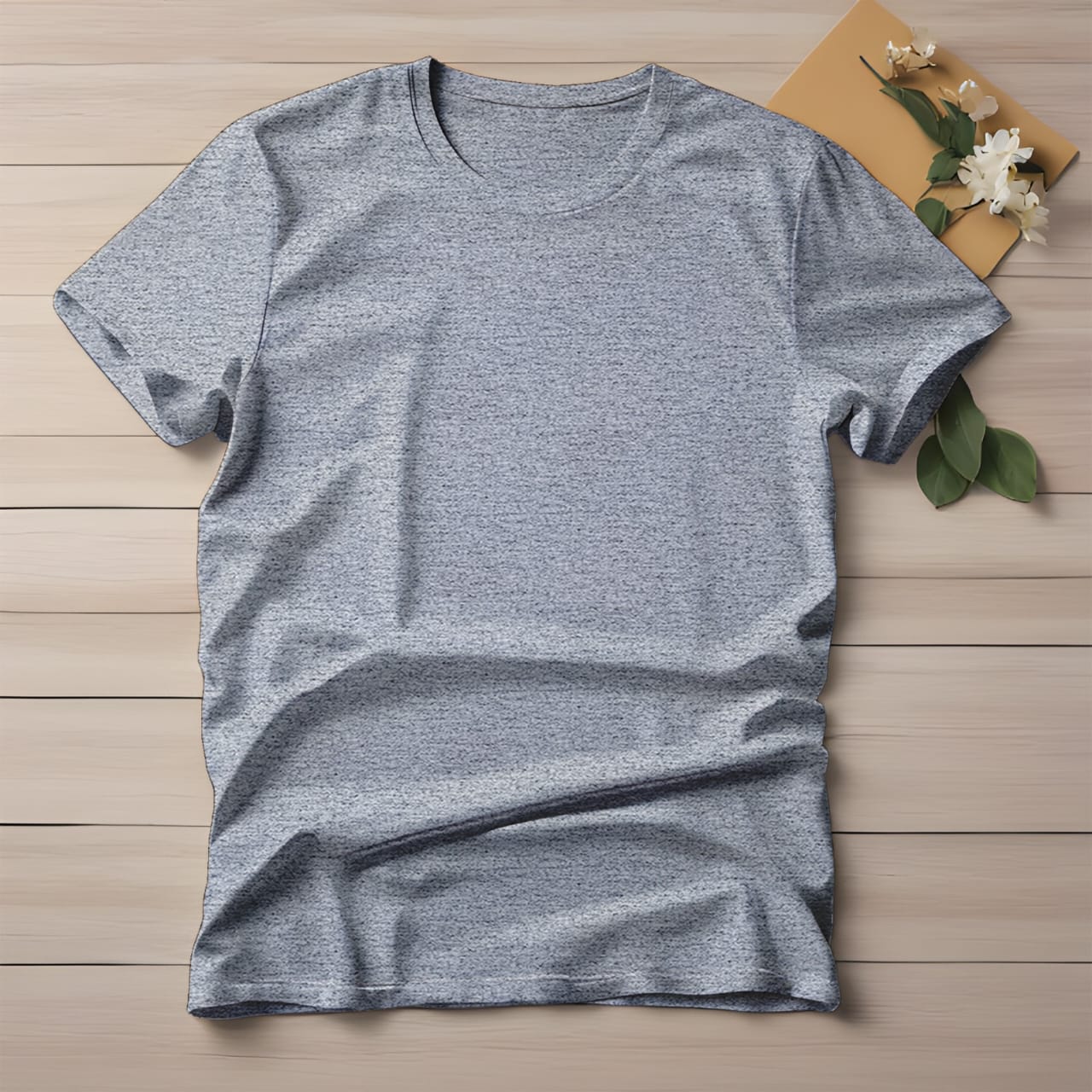 Half Sleeve Solid Cotton T-shirt- Grey