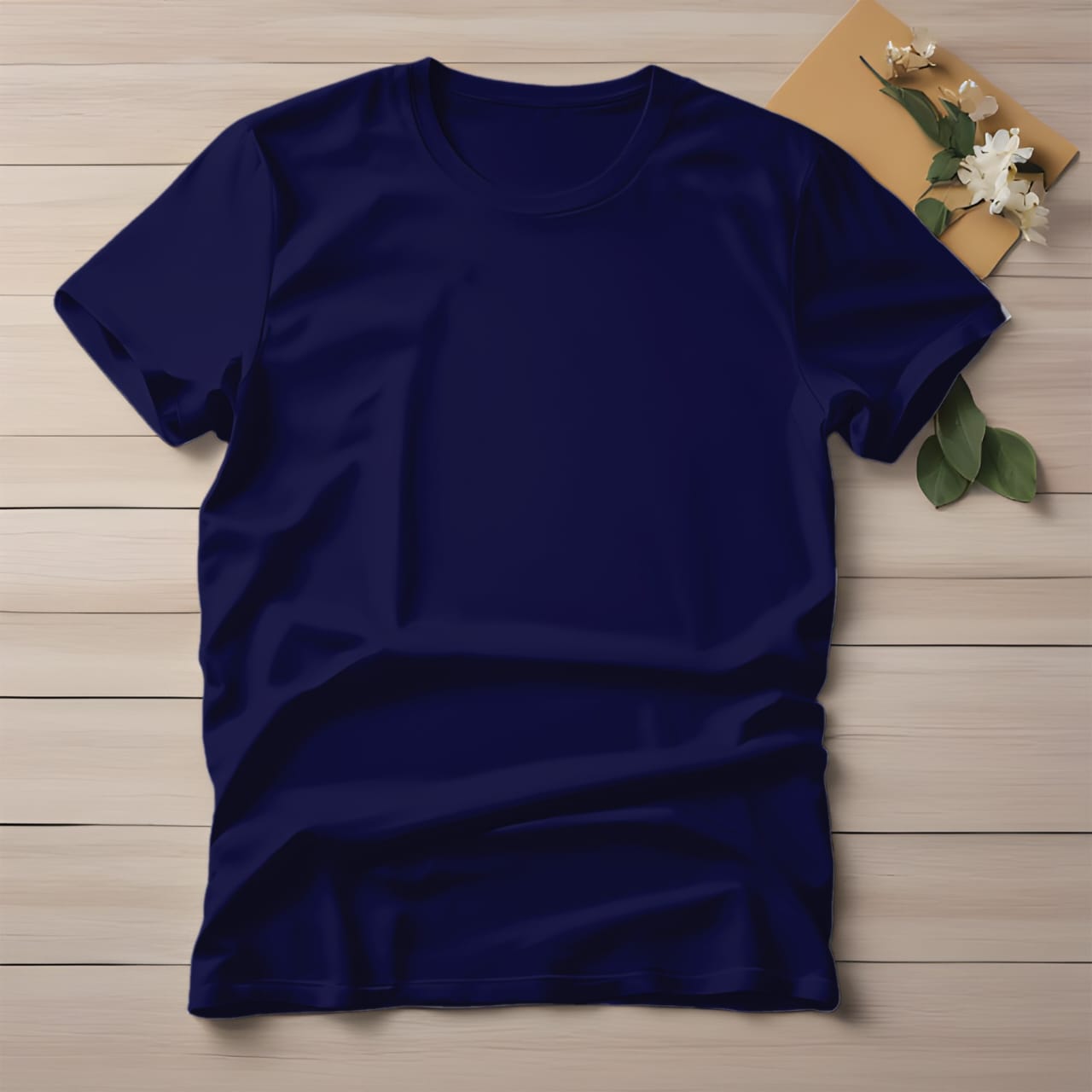 Half Sleeve Solid Cotton T-shirt- Neavy Blue