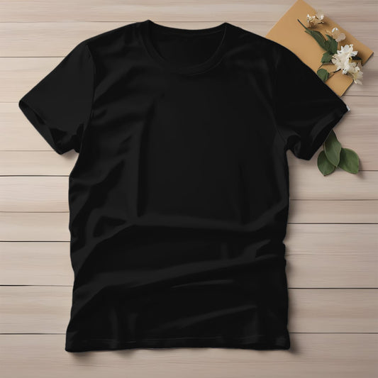 Half Sleeve Solid Cotton T-shirt- Black