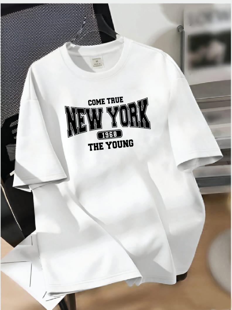 Drop Shoulder T-shirt Print NEW YORK 1968