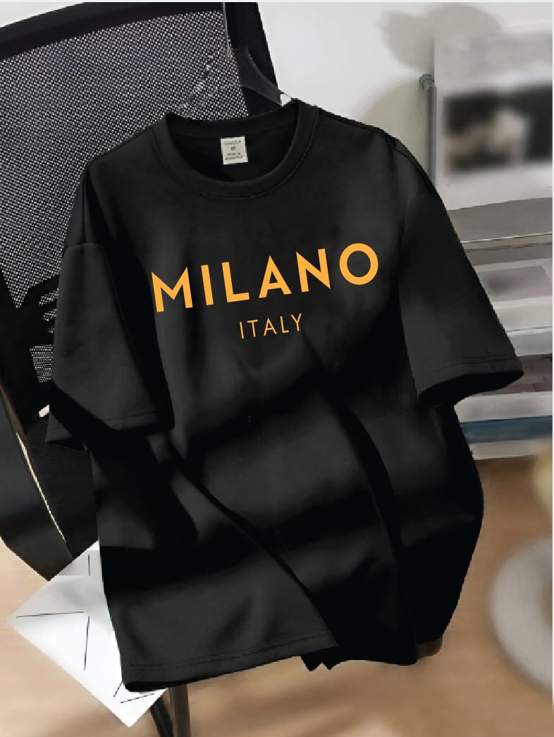 Drop Shoulder T-shirt Print MILANO ITALY