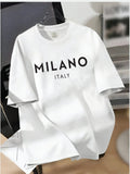 Drop Shoulder T-shirt Print MILANO ITALY