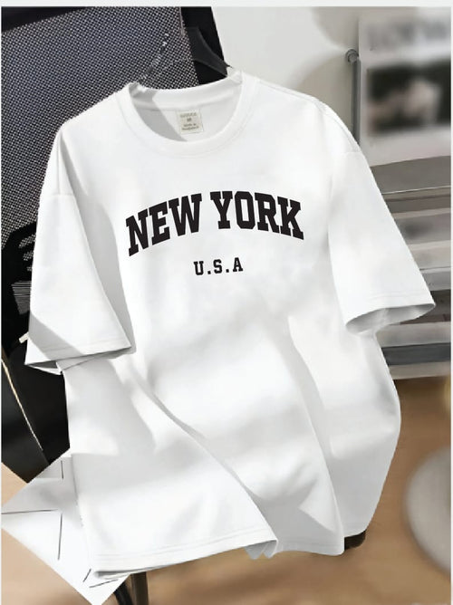 Drop Shoulder T-shirt Print NEW YORK U.S.A