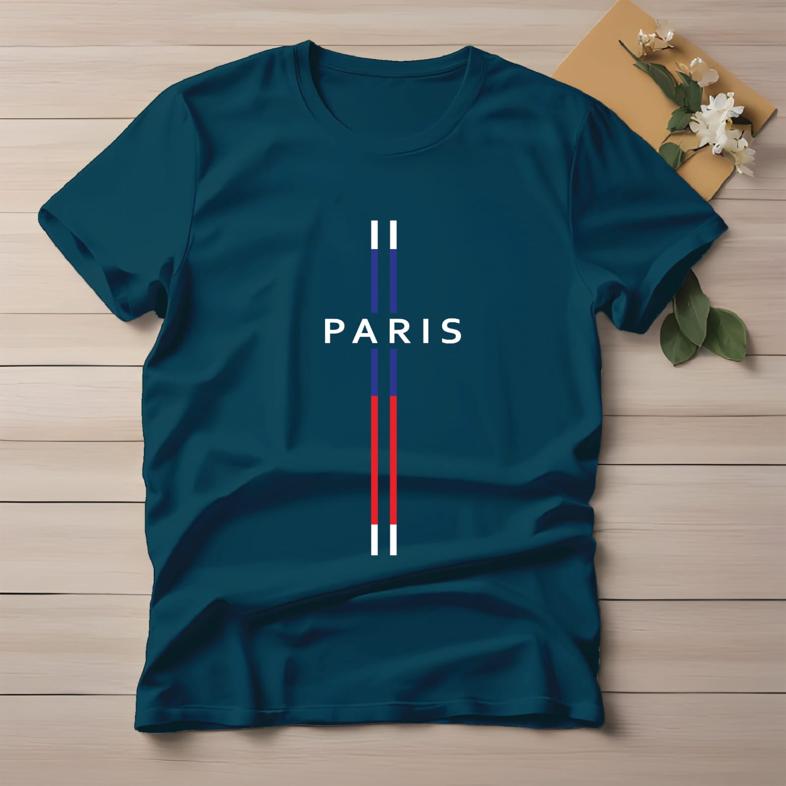 Half Sleeve t-shirt print PARIS vertical line