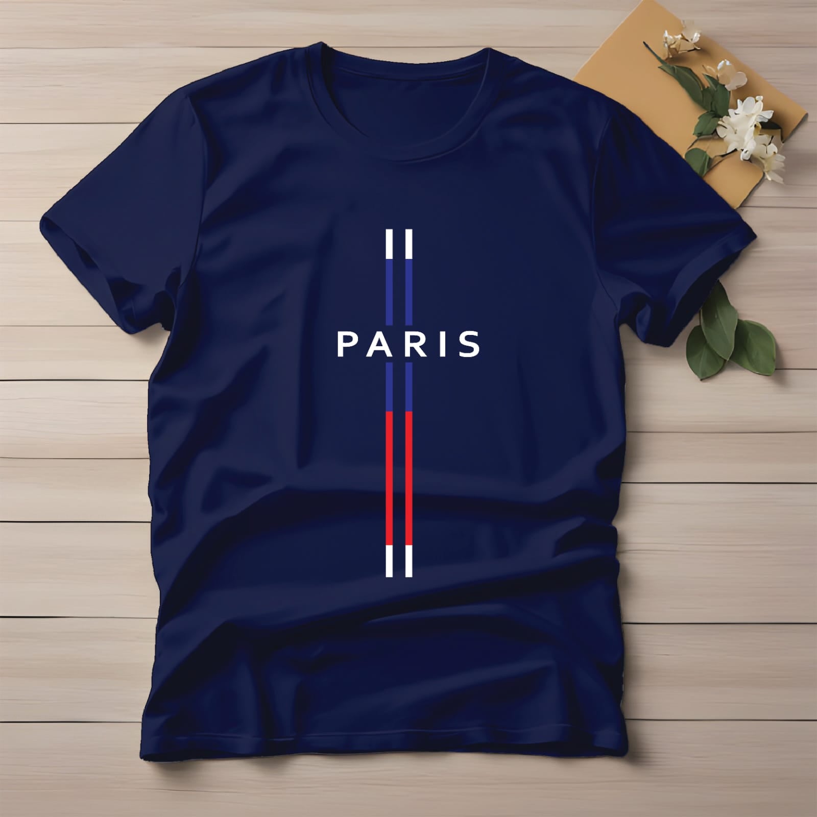 Half Sleeve t-shirt print PARIS vertical line