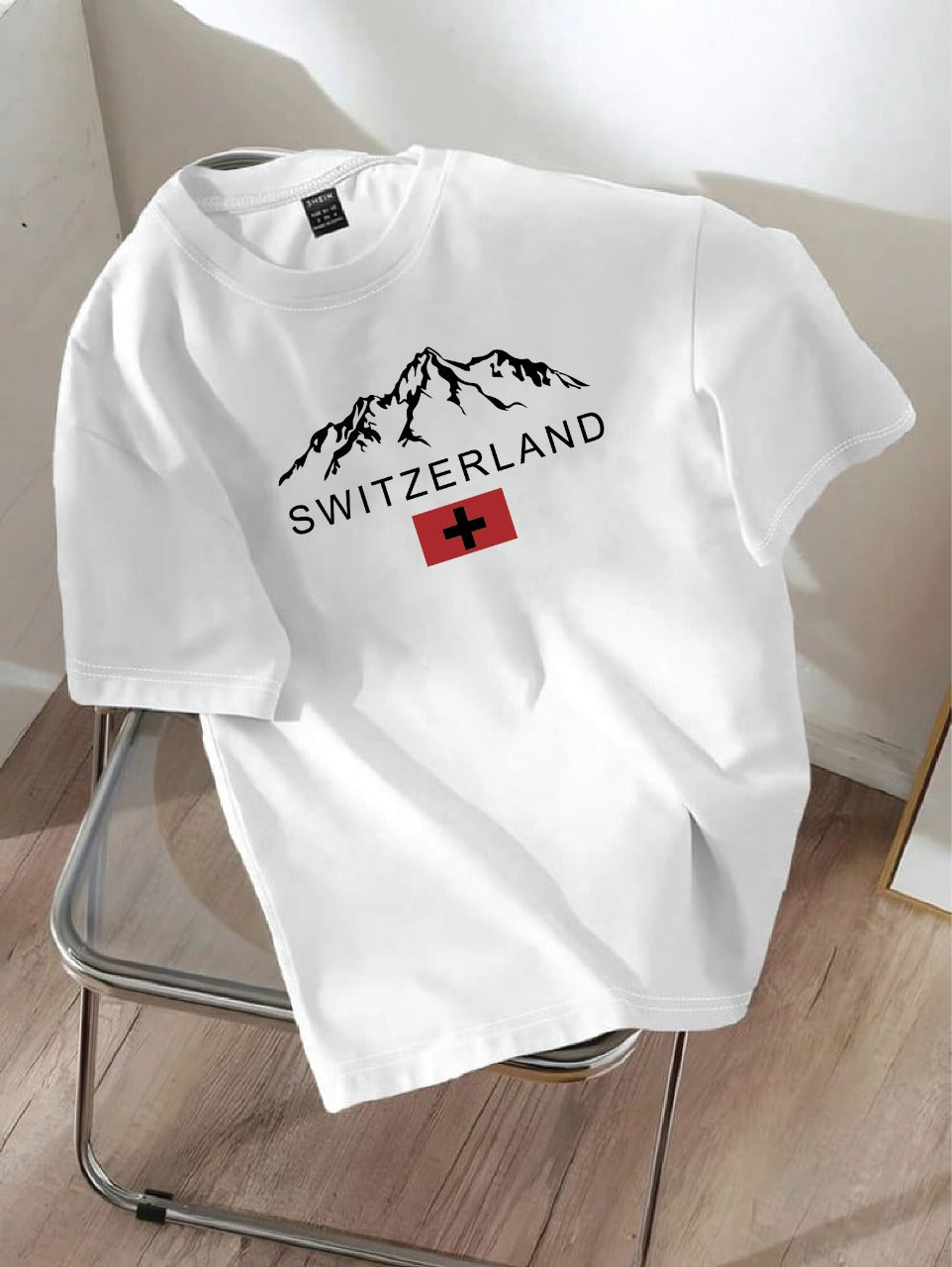 Drop Shoulder T-shirt Print SWITZERLAND