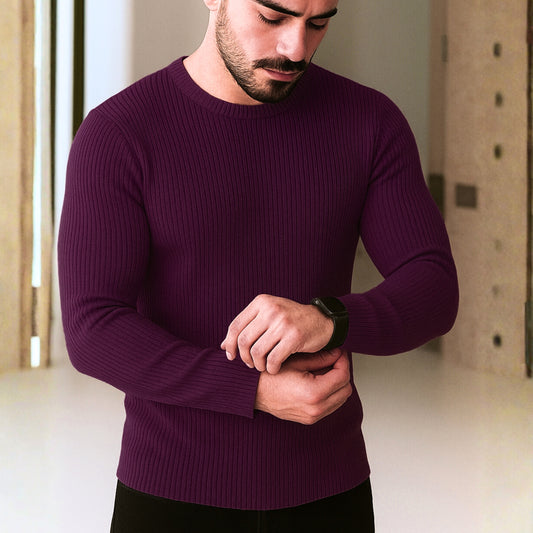 Premium Full Sleeve Rib T-Shirt Imperial Purple