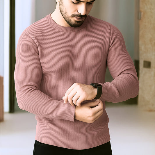 Premium Full Sleeve Rib T-Shirt Magenta