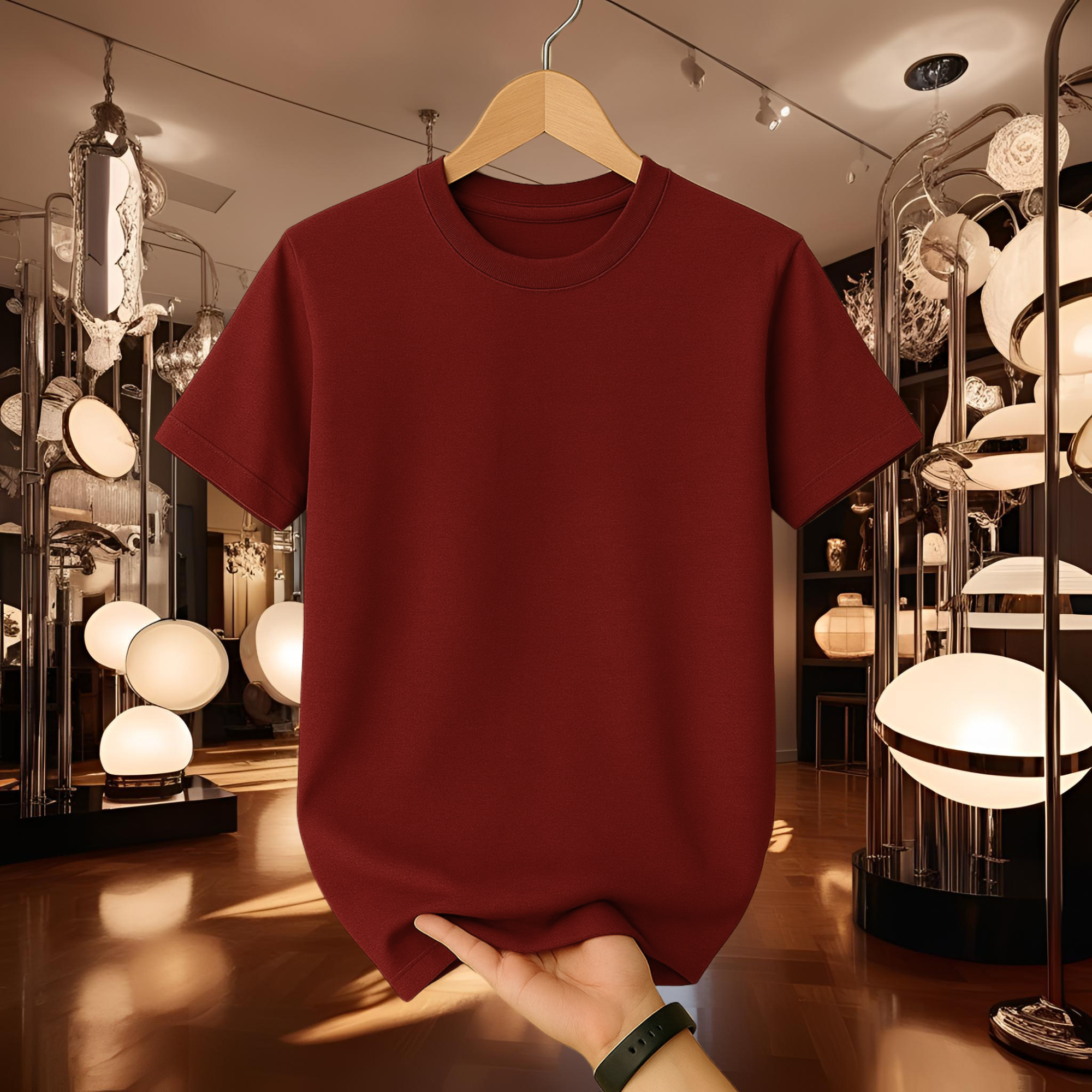 Half Sleeve Solid Premium Cotton T-shirt- Maroon
