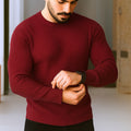 Premium Full Sleeve Rib T-Shirt Maroon