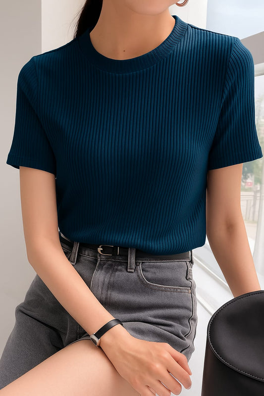 Ladies Rib T-Shirt Patrol Blue