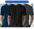 Rib T-Shirt Combo (Anthra Melange, Dark Grey, Patrol Blue)
