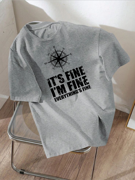 Drop Shoulder T-shirt Print it's fine