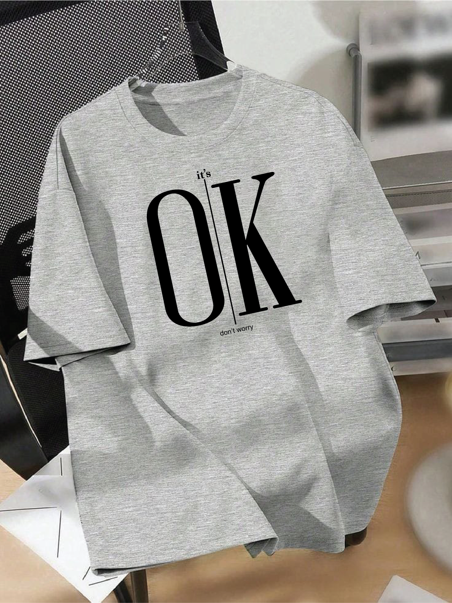 Drop Shoulder T-shirt Print it's ok