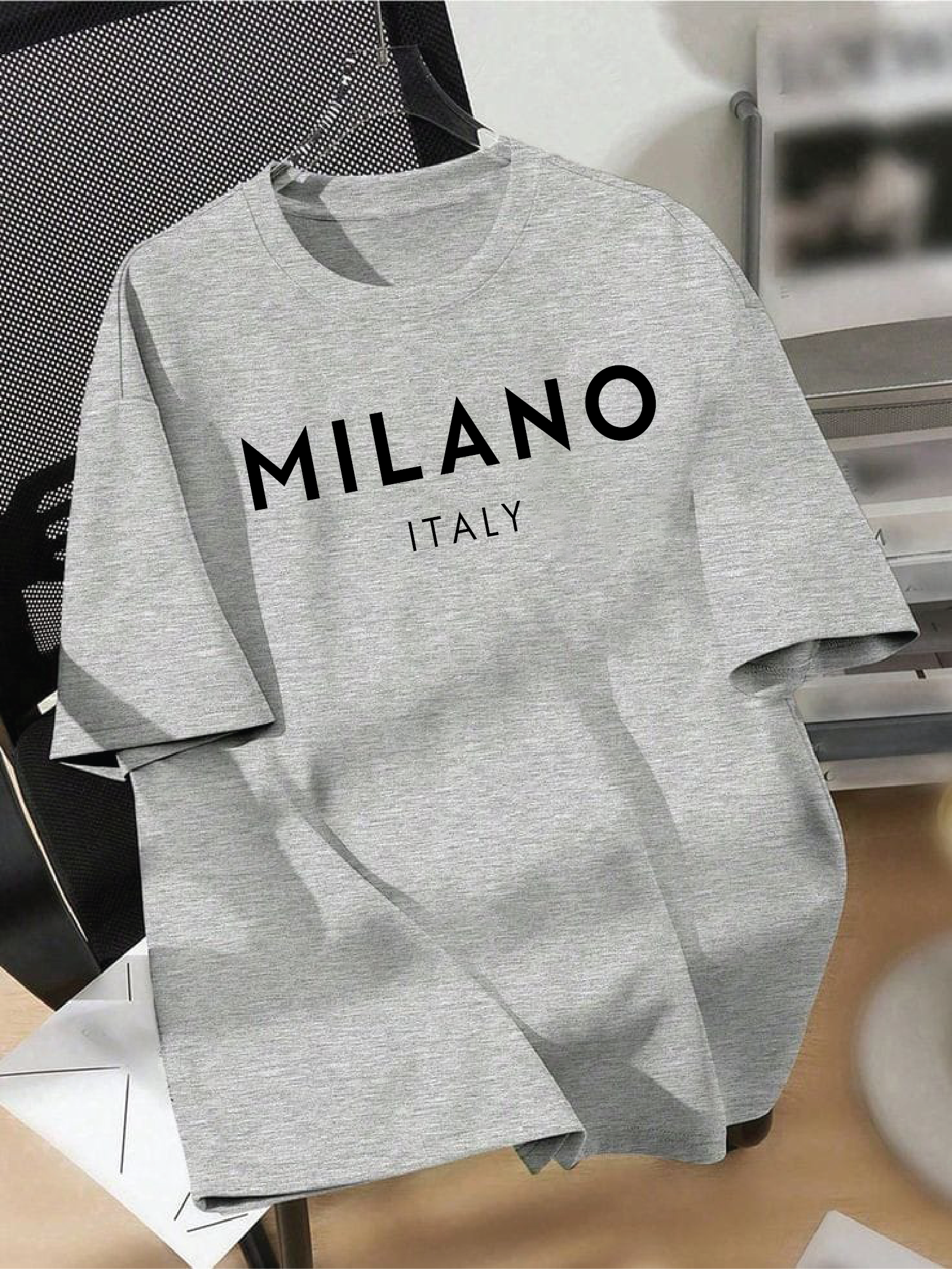 Drop Shoulder T-shirt Print MILANO ITALY