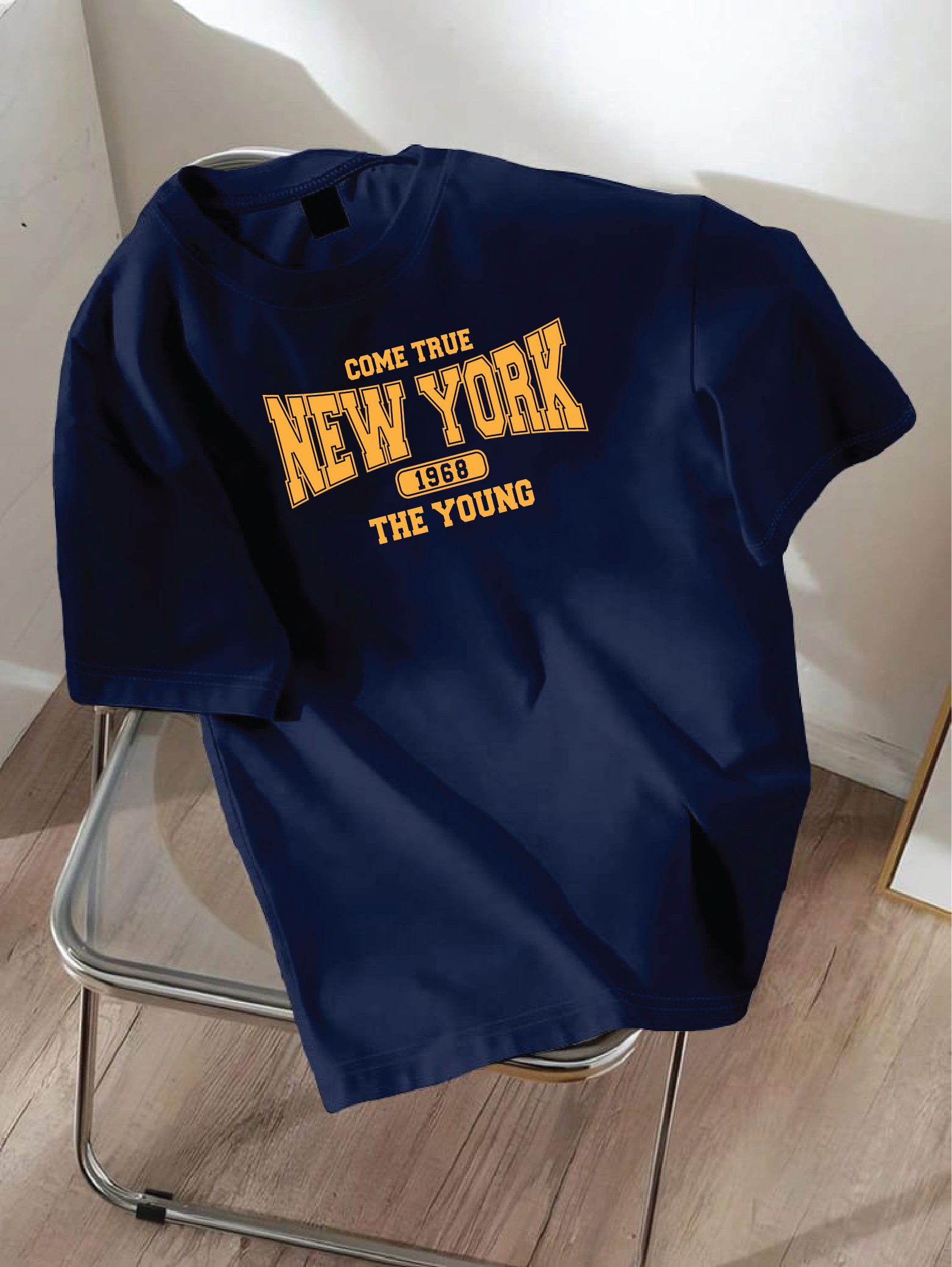 Drop Shoulder T-shirt Print NEW YORK 1968