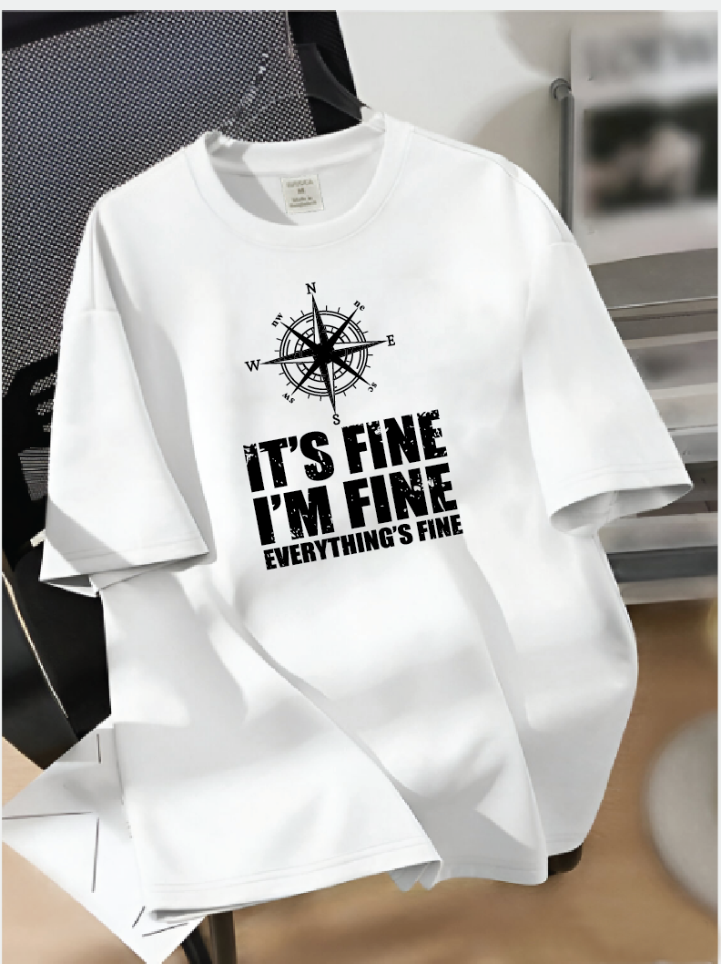 Drop Shoulder T-shirt Print it's fine